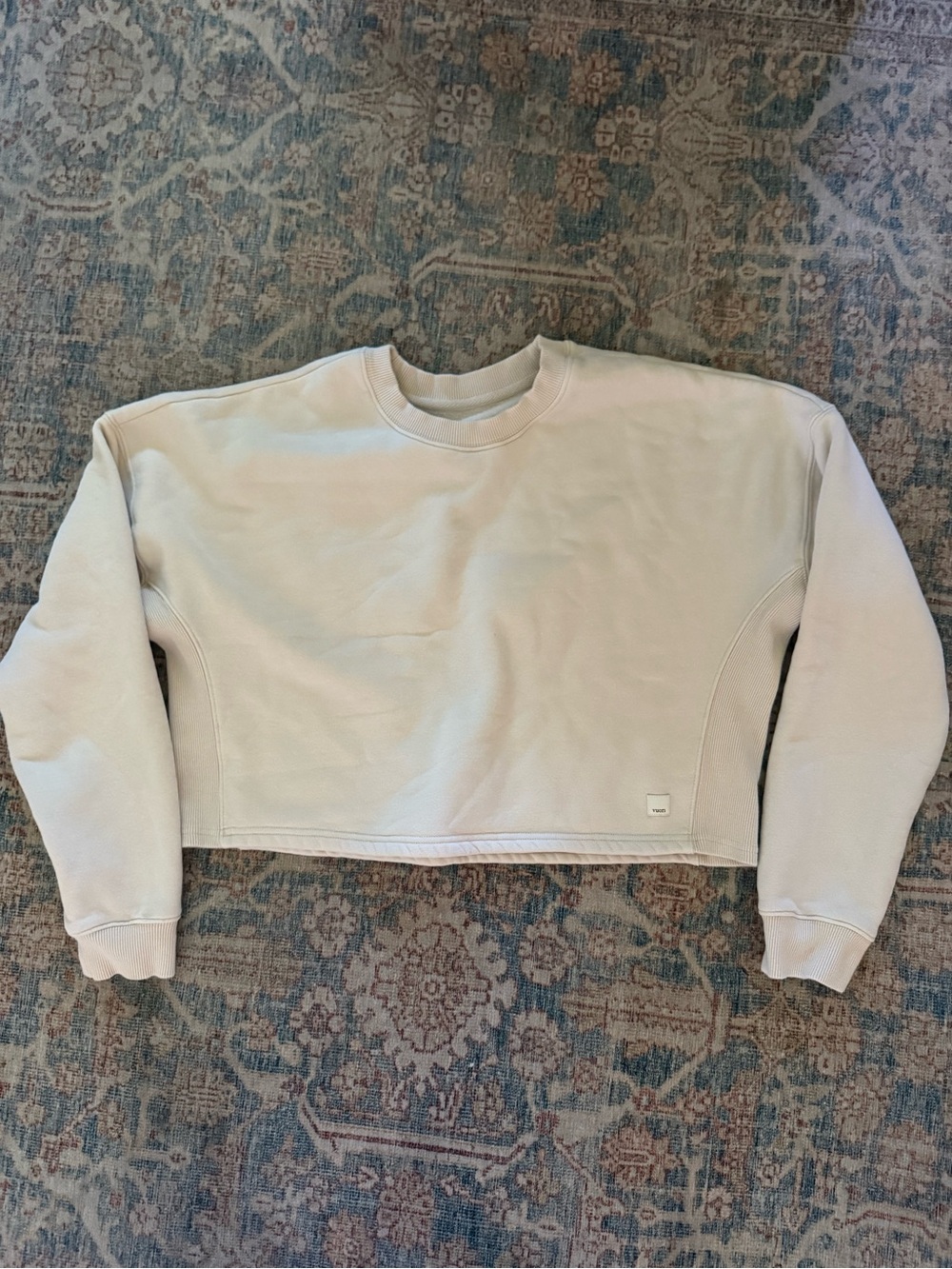 Vuori Cropped Crewneck Sweatshirt - Light Beige